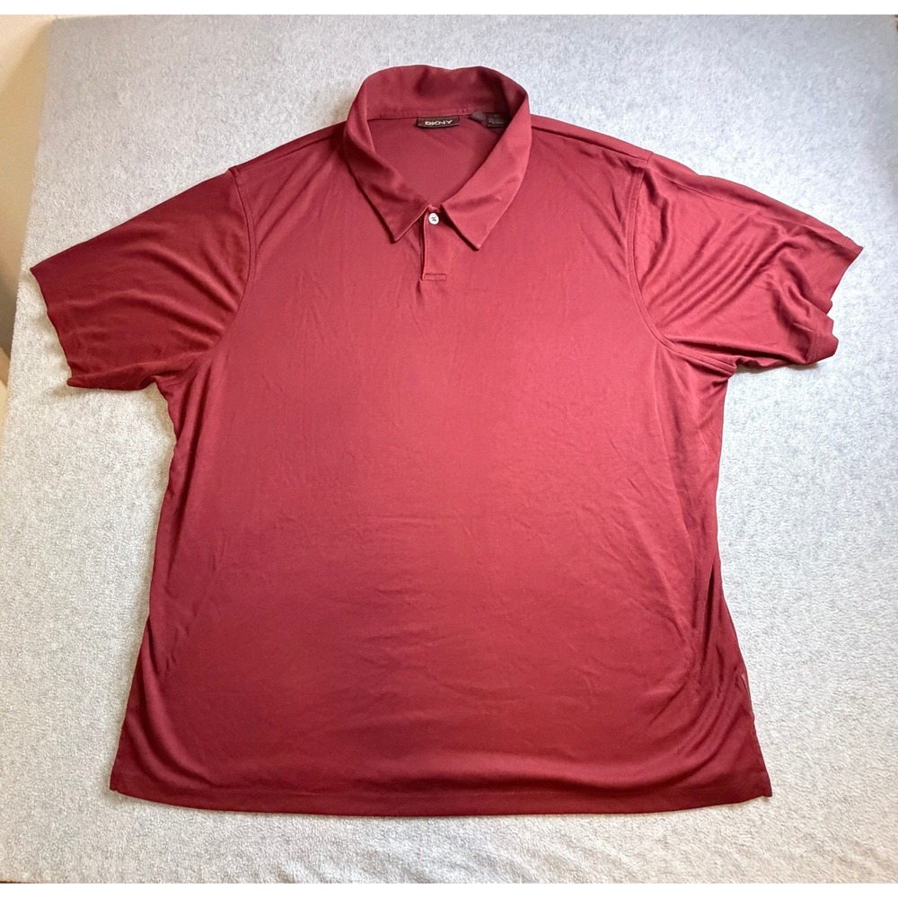 DKNY Sport Mens XXL Burgundy Polo Shirt Short Sleeve Viscose Blend Casual